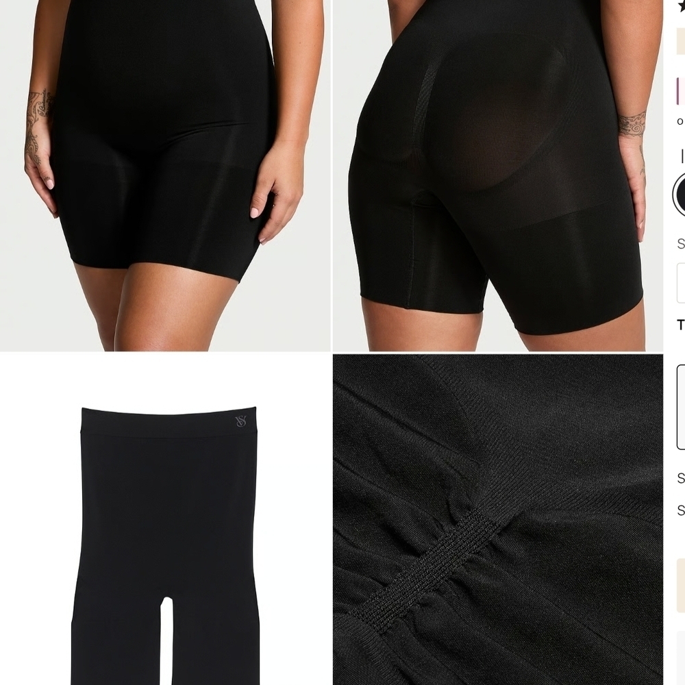 Victoria's Secret Black Seamless Shaping Mid-thigh Shorts